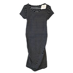 Women's T-Shirt Maternity Dress - Isabel Maternity - Navy Stripe Size‎ Small